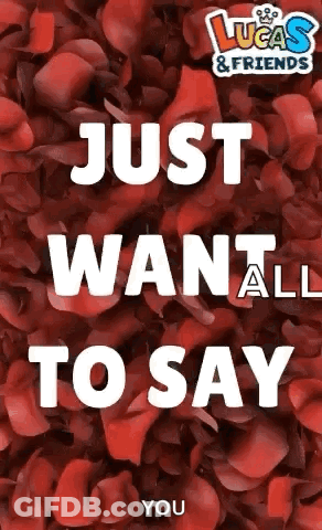 A Lucas And Friends Poster With Red Rose Petals In The Background GIF