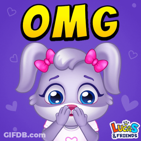 A Lucas And Friends Sticker With A Bunny Girl Covering Her Mouth GIF