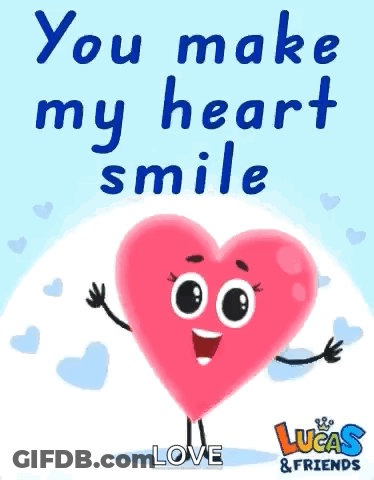 A Lucas And Friends Valentine 'S Day Card With A Cartoon Heart GIF