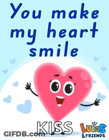 A Lucas And Friends Valentine 'S Day Card With A Heart With A Face On It GIF