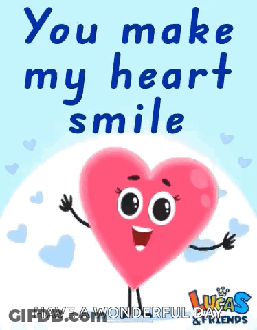 A Lucas And Friends Valentine 'S Day Card With A Heart With Arms And Legs GIF