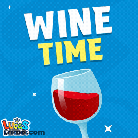 A Lucas & Friends Ad With A Glass Of Wine GIF