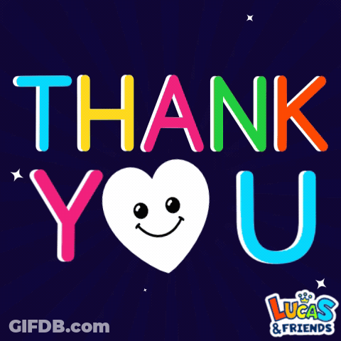 A Lucas & Friends Advertisement With A Heart And The Words Thank You GIF