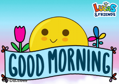 A Lucas & Friends Advertisement With A Sun And Flowers GIF