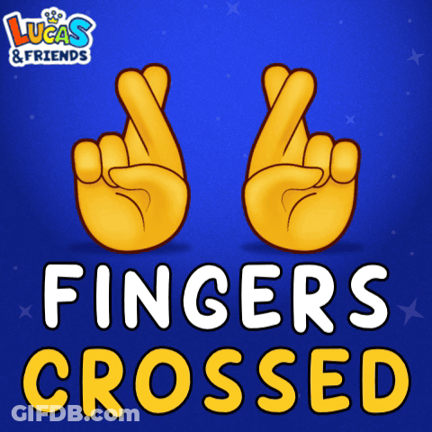 A Lucas & Friends Advertisement With Crossed Fingers GIF