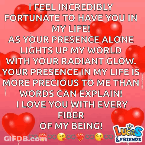 A Lucas & Friends Valentine 'S Day Message With Red Hearts GIF