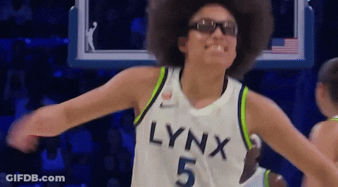 A Lynx Basketball Player Wearing Sunglasses And A Wig GIF