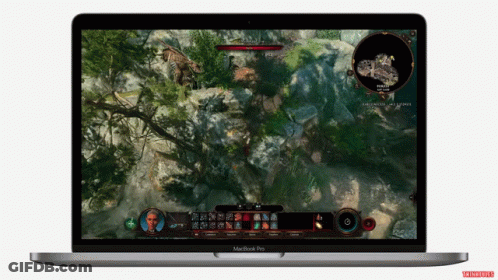 A Macbook Pro Is Open To A Game GIF