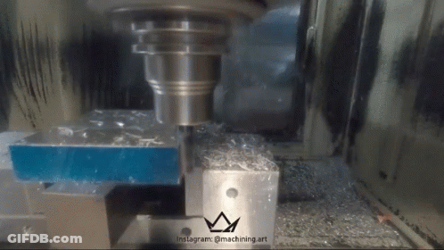 A Machine Is Cutting A Piece Of Metal With Instagram @ Machining.art Written On The Bottom GIF