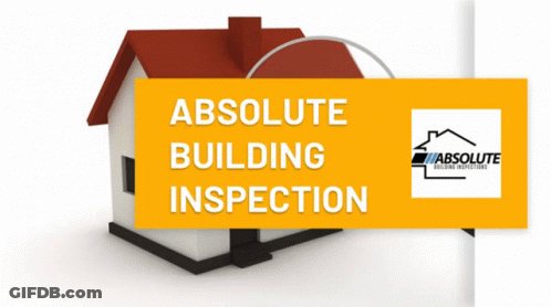 A Magnifying Glass Is Looking At A House That Says Absolute Building Inspection On It GIF