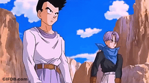 A Man And A Boy Are Standing Next To Each Other In A Cartoon . GIF
