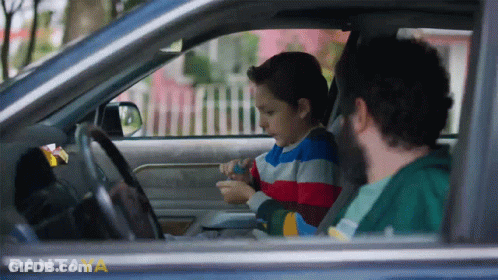 A Man And A Child In A Car With Pantaya Written On The Bottom Left GIF