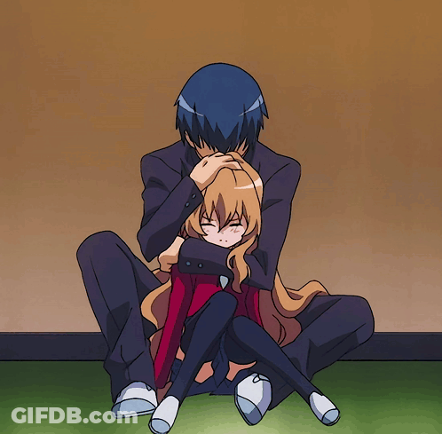 A Man And A Girl Are Hugging Each Other In A Cartoon GIF