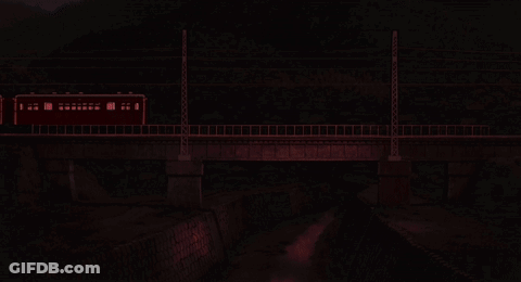 A Man And A Girl Are Looking Out Of A Window At Fireworks GIF