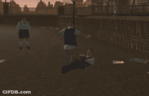 A Man And A Girl Are Playing A Video Game On A Field GIF