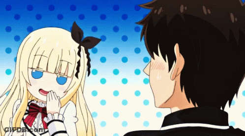 A Man And A Girl Are Standing Next To Each Other And The Girl Has A Surprised Look On Her Face GIF