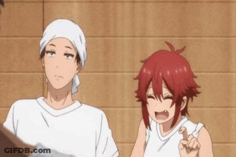 A Man And A Girl Are Standing Next To Each Other And The Girl Is Waving GIF