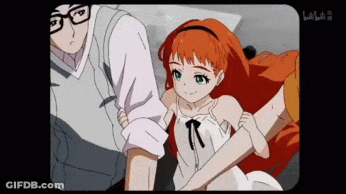 A Man And A Girl Are Standing Next To Each Other And The Girl Is Wearing Glasses GIF