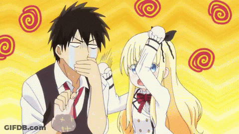 A Man And A Girl Are Standing Next To Each Other GIF