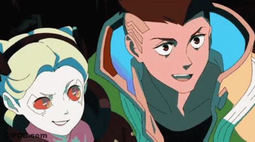 A Man And A Girl Are Standing Next To Each Other GIF