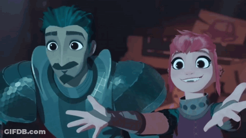 A Man And A Girl Standing Next To Each Other GIF