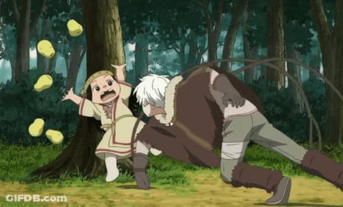 A Man And A Little Girl Are Playing In The Woods And The Little Girl Is Screaming GIF