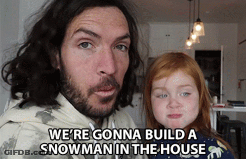 A Man And A Little Girl Are Talking About Building A Snowman GIF