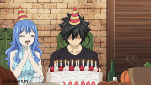 A Man And A Woman Are Celebrating A Birthday GIF