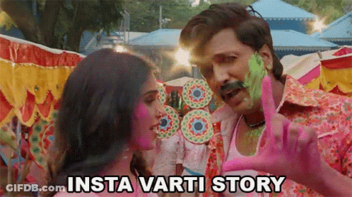A Man And A Woman Are Covered In Colored Powder And The Caption Says Insta Vart Story GIF