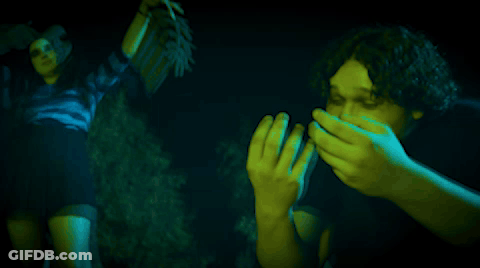 A Man And A Woman Are Dancing And The Words Trippin ' Are Visible GIF