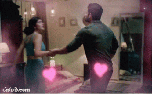 A Man And A Woman Are Dancing In A Room With The Words Sid 'S Princess On The Bottom Right GIF