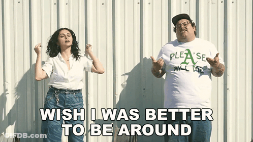 Dancing Man And Woman With Wish I Was Better Text GIF