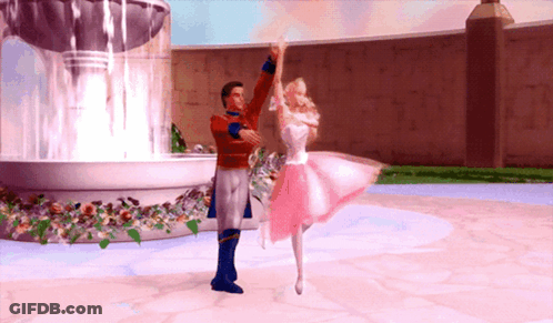 A Man And A Woman Are Dancing Near A Fountain GIF