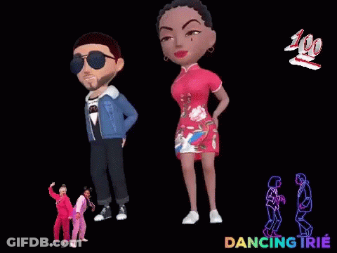 A Man And A Woman Are Dancing Together On A Black Background GIF