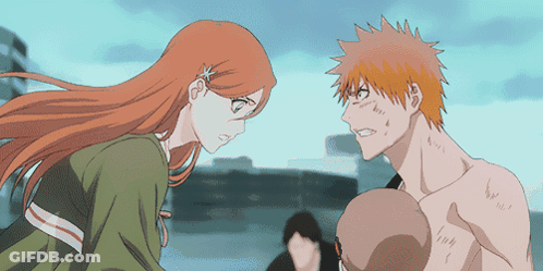A Man And A Woman Are Facing Each Other In A Cartoon GIF