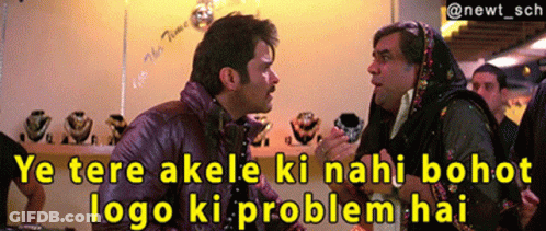 A Man And A Woman Are Having A Conversation With The Words Ye Tere Akela Ki Nahi Bohot Logo Ki Problem Hai GIF