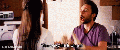 A Man And A Woman Are Having A Fight In A Kitchen And The Man Is Yelling At The Woman . GIF