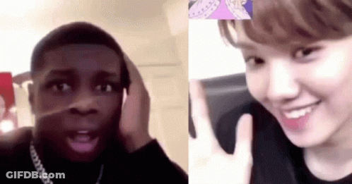 A Man And A Woman Are Having A Video Call And The Woman Is Smiling . GIF