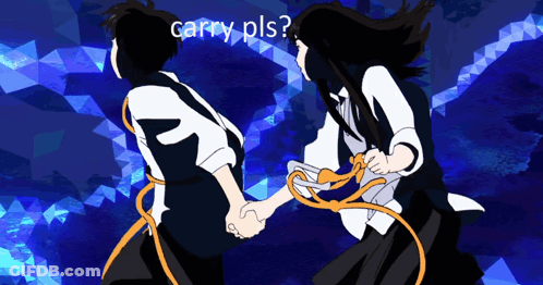 A Man And A Woman Are Holding Hands And The Words Carry Pls Are Visible GIF
