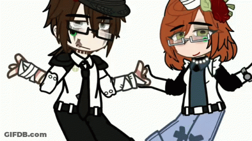 A Man And A Woman Are Holding Hands In A Cartoon . GIF