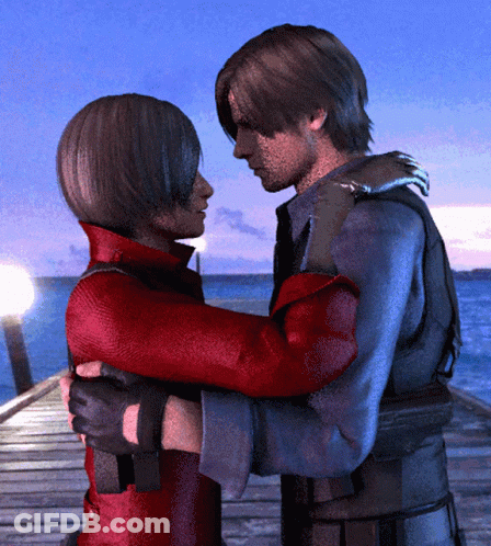 Man And Woman Hugging Near Ocean Dock GIF