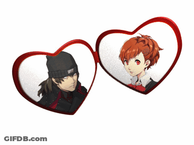 A Man And A Woman Are In Heart Shaped Frames GIF