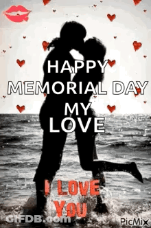 A Man And A Woman Are Kissing On The Beach . GIF