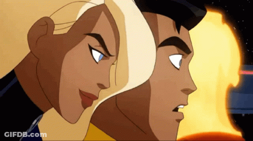 A Man And A Woman Are Looking At Each Other GIF