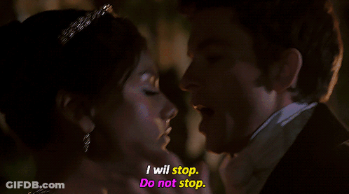 A Man And A Woman Are Looking At Each Other And The Man Says I Will Stop Do Not Stop GIF