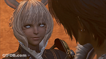 A Man And A Woman Are Looking At Each Other And The Woman Has Horns On Her Head GIF