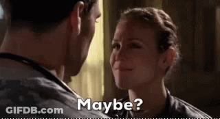 Woman Asking Man If He Is Maybe GIF