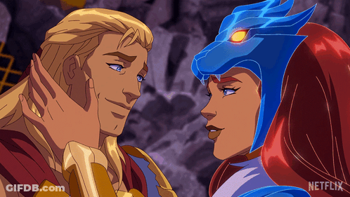 A Man And A Woman Are Looking At Each Other With A Netflix Logo In The Corner GIF