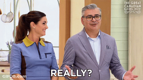Man Saying Really On Canadian Baking Show GIF