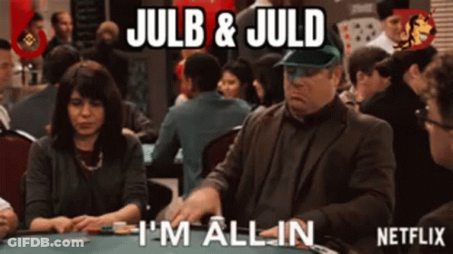 A Man And A Woman Are Playing A Game Of Poker With A Caption That Says I 'M All In GIF